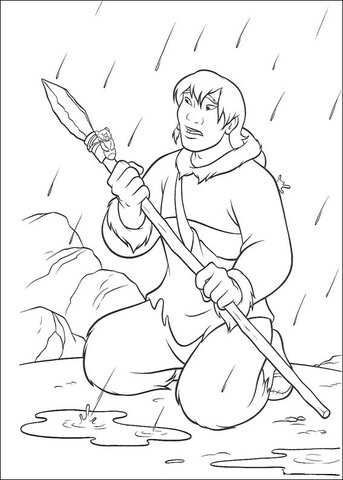 Inuit In The Rain Coloring Page